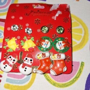 Christmas Holiday Earrings 6 Pair